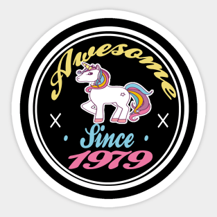 Awesome Since 1979 Funny 40th Birthday Unicorn Lover Gift Idea Sticker